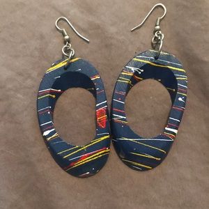 Spatter-painted wooden earrings